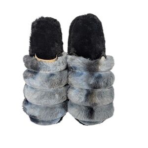 Jenni Women's Faux Fur Tie‎ Dye Slippers Gifts Stocking Stuffer Winter Cushioned